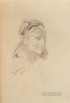 marriage portrait of isaac massa en beatrix van der laen Painting - Portrait Of Sarah Bernhardt genre Giovanni Boldini